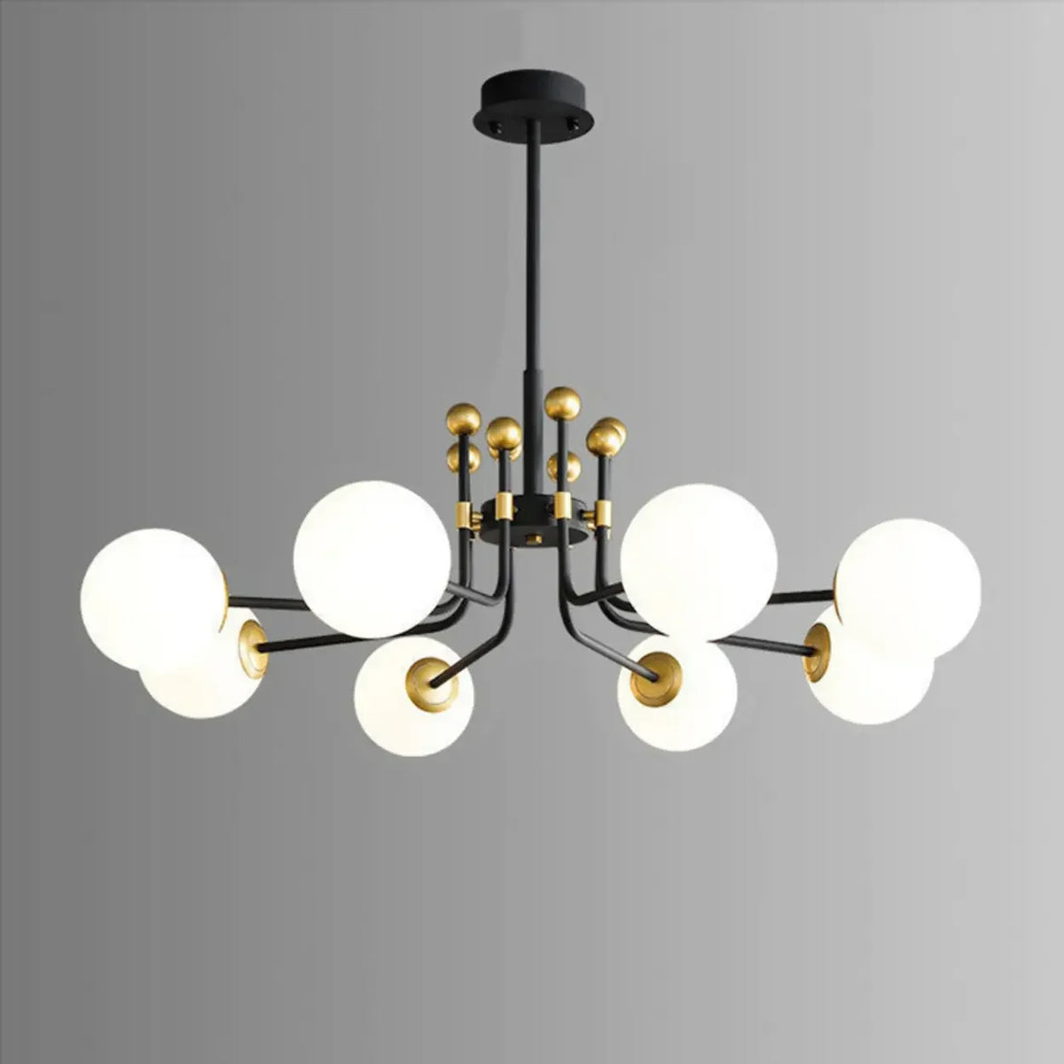 Contemporary Globe Glass Living Room Black Gold Chandelier