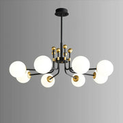 Contemporary Globe Glass Living Room Black Gold Chandelier