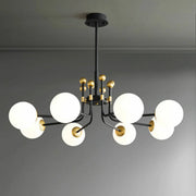 Contemporary Globe Glass Living Room Black Gold Chandelier