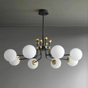 Contemporary Globe Glass Living Room Black Gold Chandelier