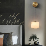 Contemporary Globe White Alabaster Brass Wall Lamp