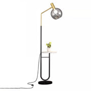 Contemporary Gold Globe Floor Lamp with Marble Storage