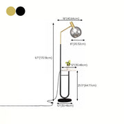 Contemporary Gold Globe Floor Lamp with Marble Storage