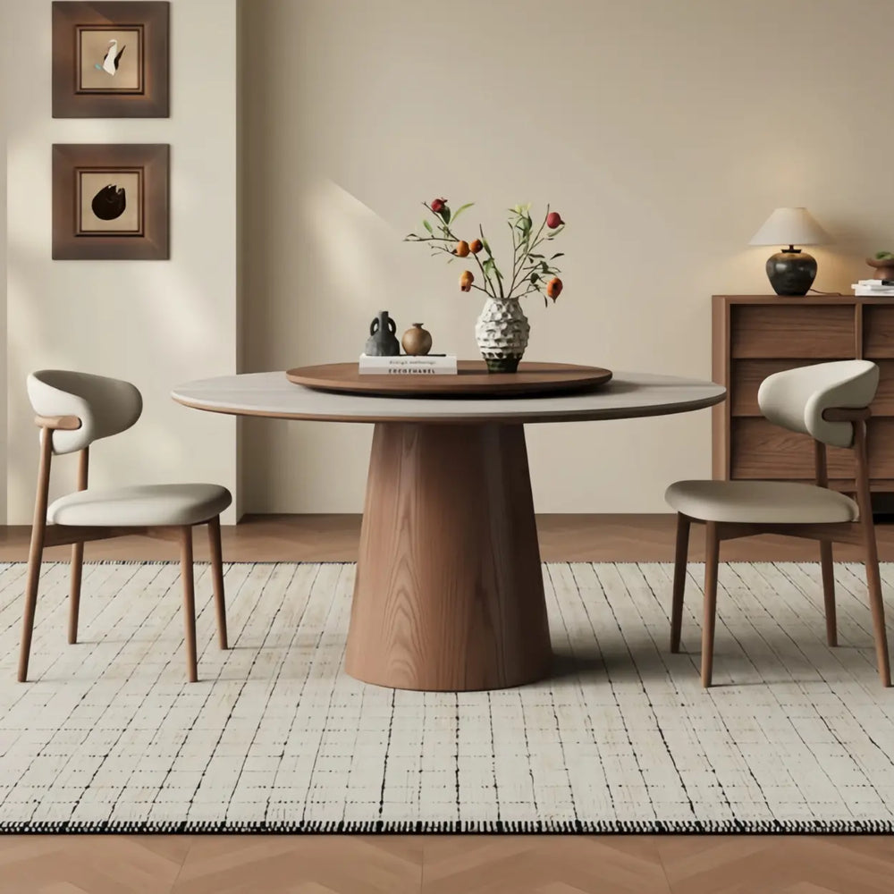 Contemporary Lazy Susan Rotating Tray Round Dining Table