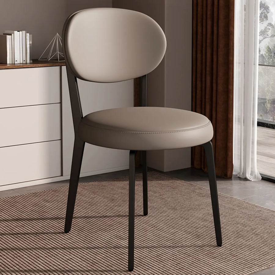 Contemporary Leather Armless Low Curved Back Dining Chair