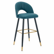 Contemporary Leather Curved Back Bar Stool with Metal Legs