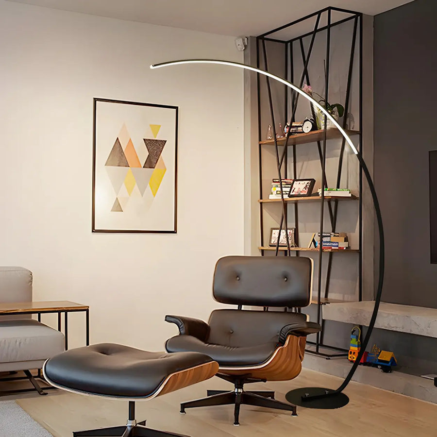 Contemporary Living Room White Arc LED Floor Lamp