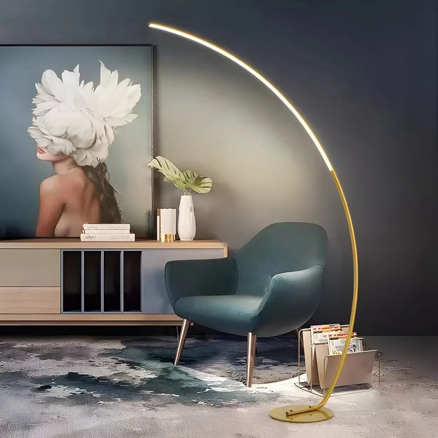Contemporary Living Room White Arc LED Floor Lamp