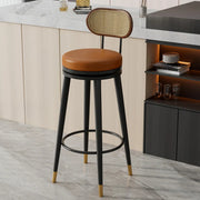Contemporary Metal Frame Round Bar Stool with Padded Seat