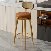 Contemporary Metal Frame Round Bar Stool with Padded Seat