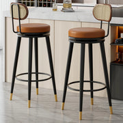 Contemporary Metal Frame Round Bar Stool with Padded Seat