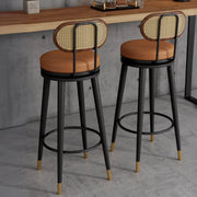 Contemporary Metal Frame Round Bar Stool with Padded Seat