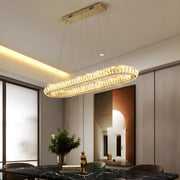 Contemporary Oval Crystal Dining Room Gold Chandelier 9 Bulbs
