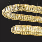 Contemporary Oval Crystal Dining Room Gold Chandelier 9 Bulbs