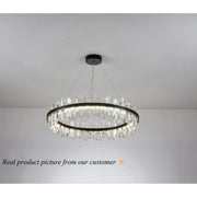Contemporary Ring Crystal Living Room Black Chandelier