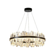 Contemporary Ring Crystal Living Room Black Chandelier