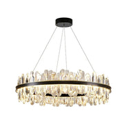 Contemporary Ring Crystal Living Room Black Chandelier