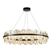 Contemporary Ring Crystal Living Room Black Chandelier