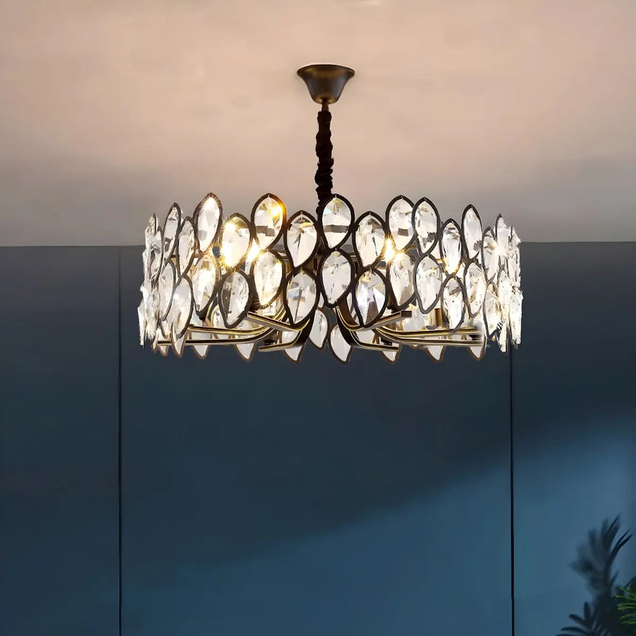 Contemporary Round Crystal Living Room Black Chandelier
