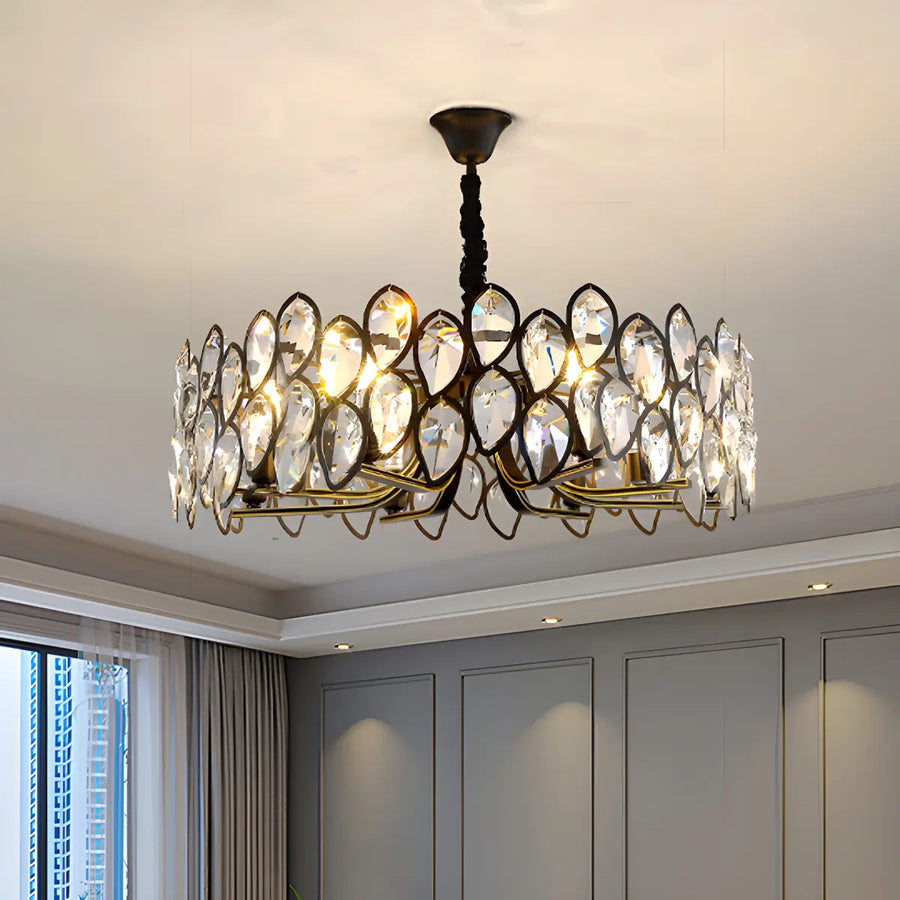 Contemporary Round Crystal Living Room Black Chandelier