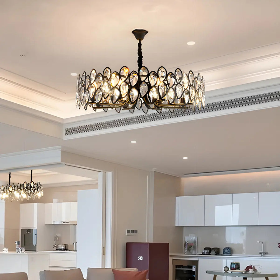 Contemporary Round Crystal Living Room Black Chandelier