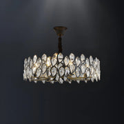 Contemporary Round Crystal Living Room Black Chandelier