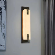 Contemporary Vertical Rectangle Black Alabaster Wall Lamp