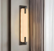 Contemporary Vertical Rectangle Black Alabaster Wall Lamp