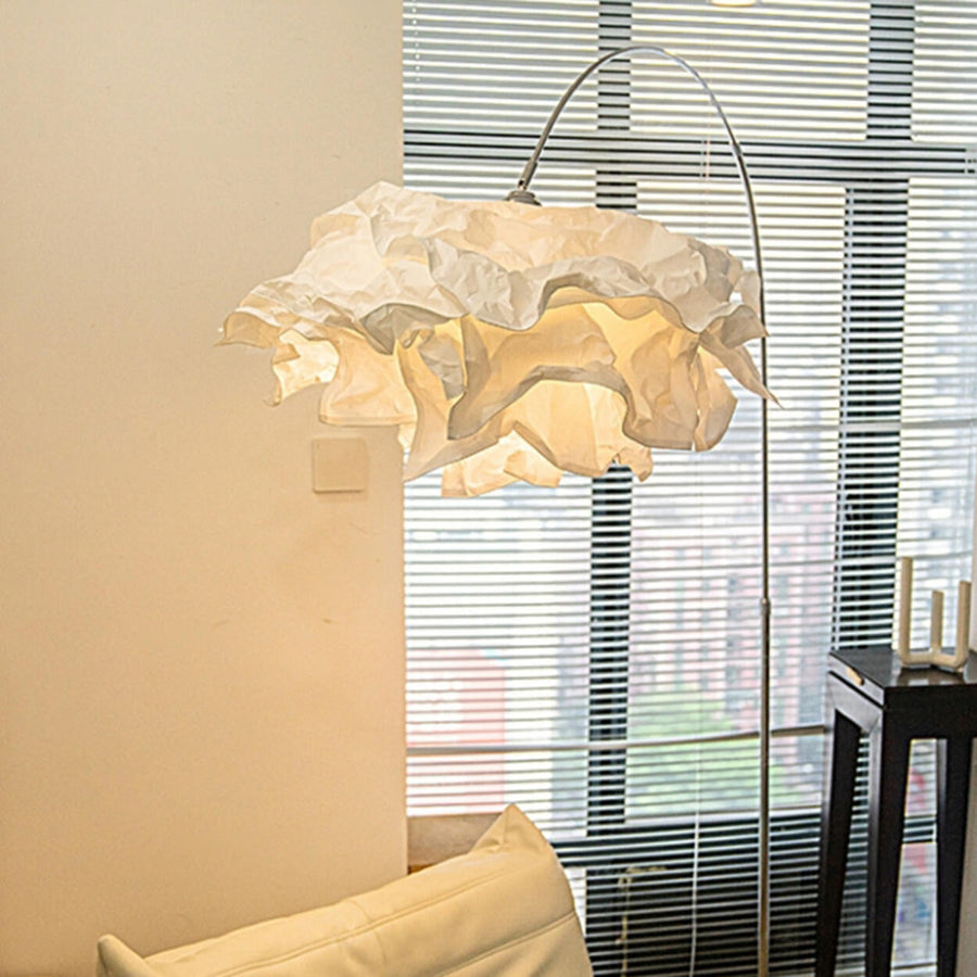 Contemporary White Paper Floral LED Floor Light