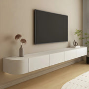 Contemporary White Wall-Mounted TV Stand with Cabinet