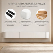 Contemporary White Wall-Mounted TV Stand with Cabinet