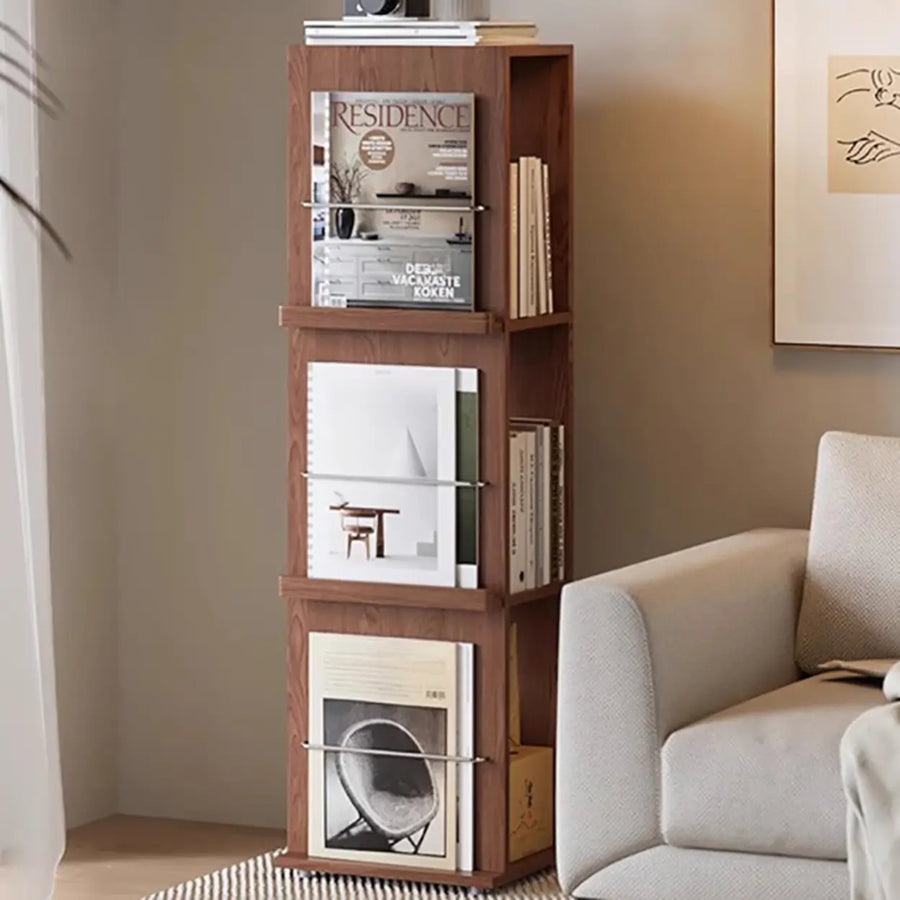 Contemporary Wooden Vertical 3-Tier Cube Kids Bookshelf
