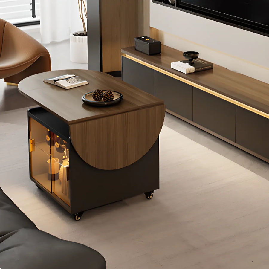 Convertible Wood Lift Top Cabinet Coffee Table Table