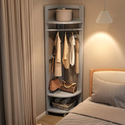 Corner Natural Wood Hooks Stand Coat Rack with Shelves
