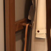 Corner Natural Wood Hooks Stand Coat Rack with Shelves