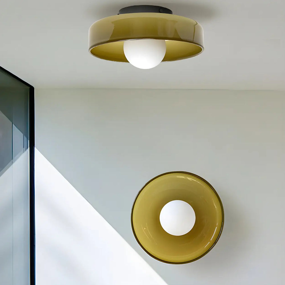 Corridor Green Barn Glass Flush Mount Ceiling Light