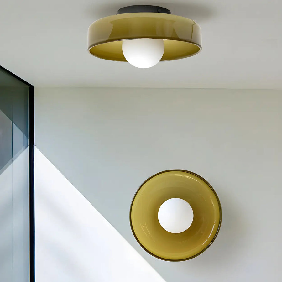 Corridor Green Barn Glass Flush Mount Ceiling Light