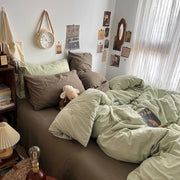 Cottage Themed Green Tones Bedding Set