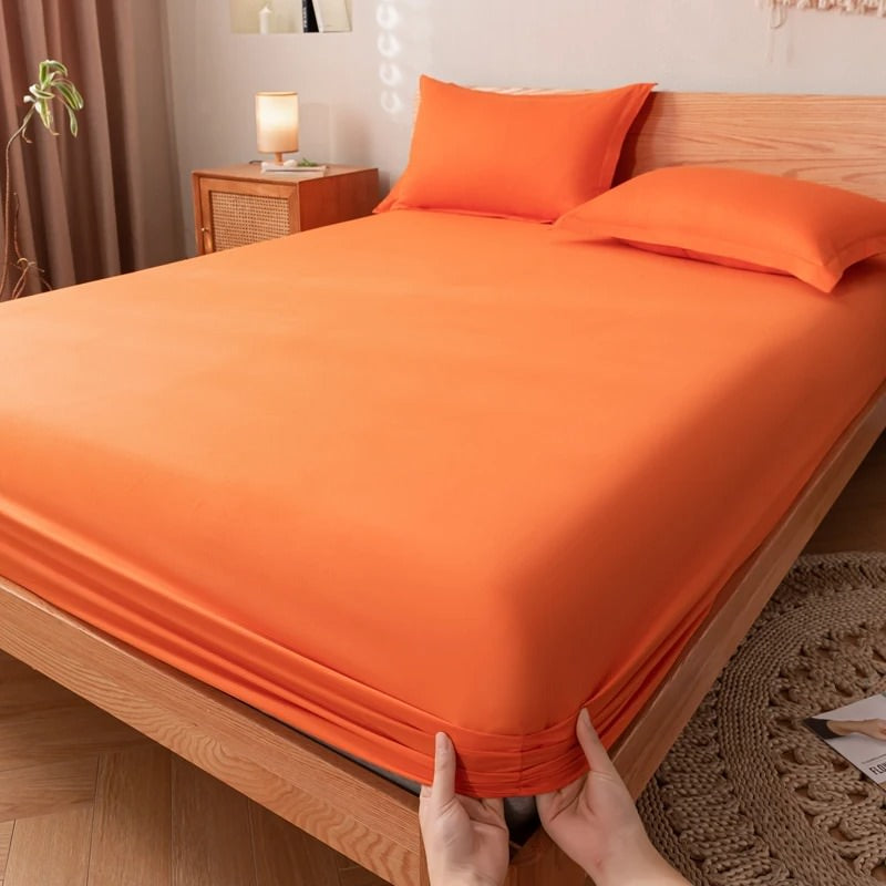 Solid Color Simple Cotton Fitted Sheet