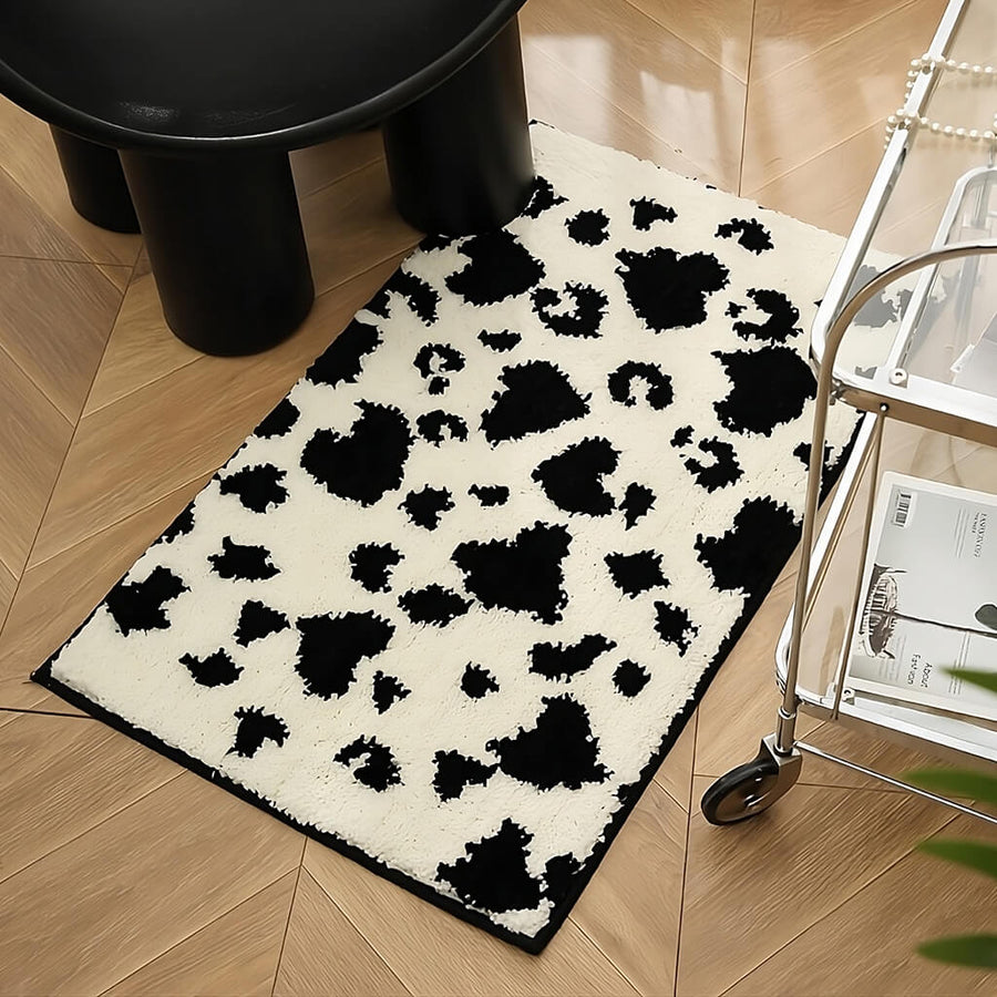 Cow Print B&W Tufted Rug