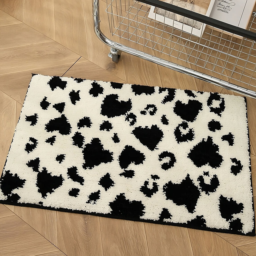 Cow Print B&W Tufted Rug