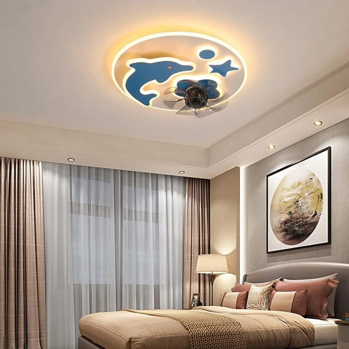 Creative Kids Room Flush Mount Cloud Ceiling Fan Light