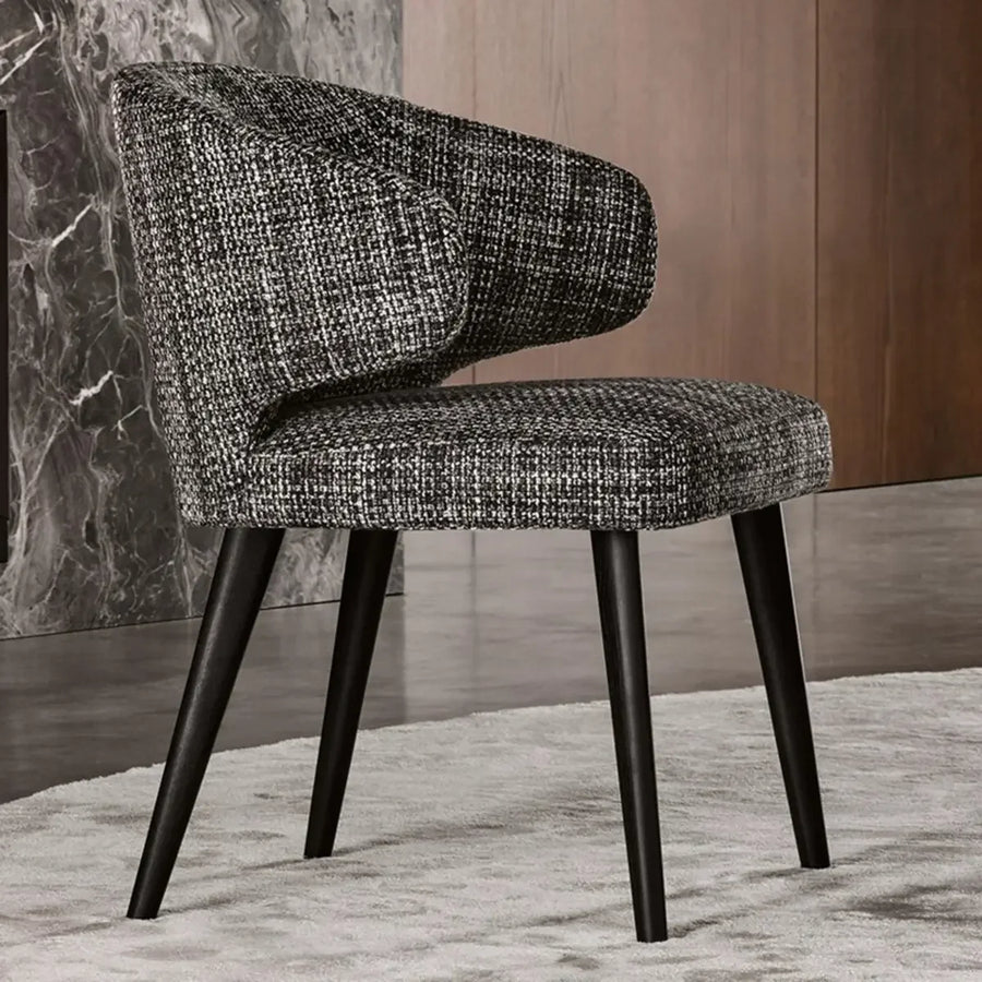 Curved Back Upholstered Arm Chair Dining Chair Black