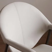 Curved Faux Leather Armrest Metal Dining Chairs Gray
