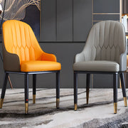 Curved Leather Upholstered Arm Standard Dining Chair