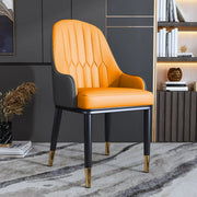 Curved Leather Upholstered Arm Standard Dining Chair