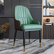 Curved Leather Upholstered Arm Standard Dining Chair