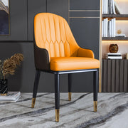 Curved Leather Upholstered Arm Standard Dining Chair