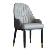 Curved Leather Upholstered Arm Standard Dining Chair