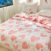 Pink Hearts Print Quilt